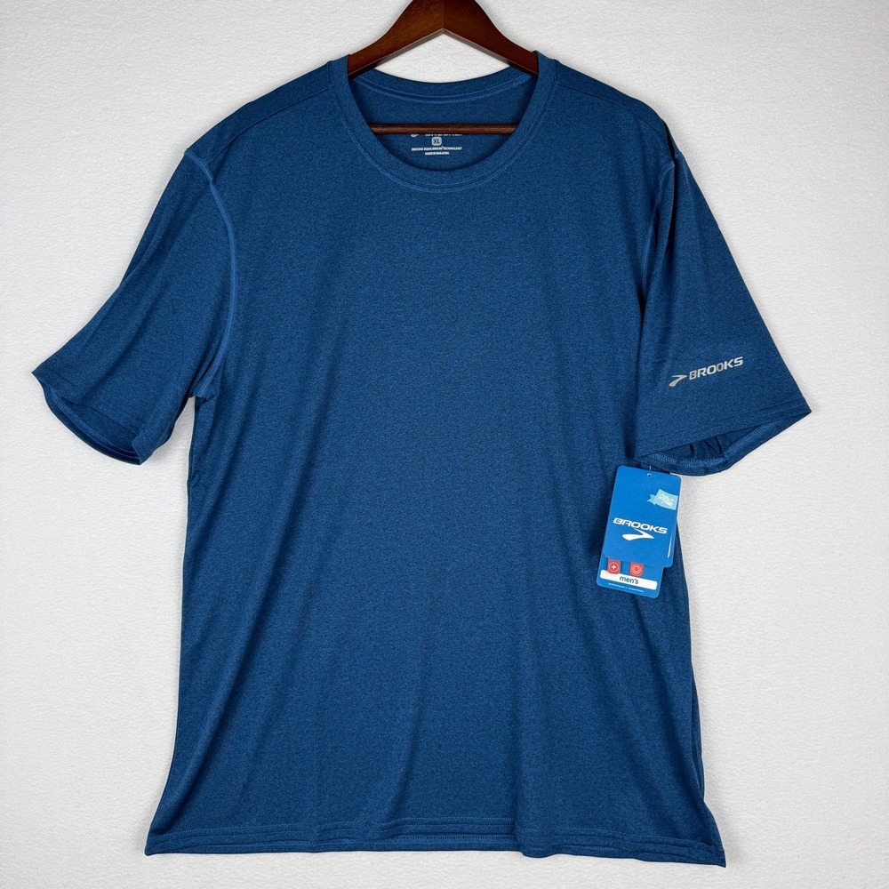NEW Brooks EZ T III Mens XL Heather Poseidon Blue Running Training Shirt 210474